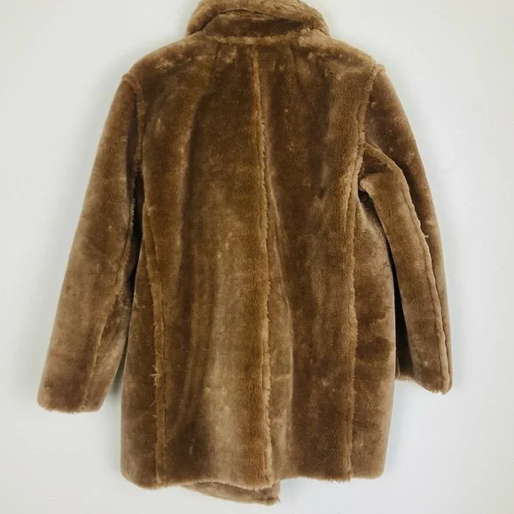 New with tags J. Crew brown faux fur double breasted coat. Size XS - Picture 6 of 9
